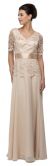 Main image of V-Neck Half Sleeves Lace Bodice Long Formal MOB Dress