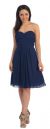 Strapless Pleated Bodice Short Bridesmaid Graduation Dress in Navy