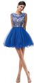 Main image of Bejeweled Mesh Bodice Cap Sleeves Short Baby Doll Dress