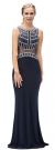 Main image of Bejeweled Top Sheer Waist Floor length Prom Dress