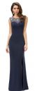Main image of Jewel Accents Sheer Back & Neck Long Formal Prom Dress