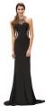 Bejeweled Sheer Mesh Top Floor Length Formal Prom Dress in Black
