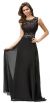 Mock Two Piece Lace Bodice Floor Length Prom Dress in Black