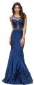 Lace Accent Sheer Mesh Top Flared Long Prom Dress in an alternative image