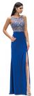 Main image of Boat Neck Jewel Mesh Top Long Formal Prom Dress