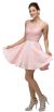 Lace Bodice Beaded Waist Short Homecoming Graduation Dress in Blush