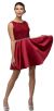 Lace Bodice Beaded Waist Short Homecoming Graduation Dress in Burgundy