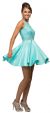 Lace Bodice Beaded Waist Short Homecoming Graduation Dress in Mint