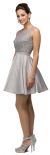Main image of Lace Bodice Beaded Waist Short Homecoming Graduation Dress
