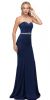 Sweetheart Neck Rhinestones Waist Long Jersey Prom Dress in Navy
