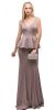 Main image of Deep V-Neck Peplum Bodice Long Formal Prom Dress