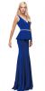 Deep V-Neck Peplum Bodice Long Formal Prom Dress in Royal Blue