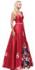 Main image of V-Neck Floral Print Rhinestones Waist A-line Long Prom Dress