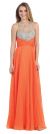 Rhinestones Mesh Bust Long Prom Pageant Dress in Orange