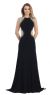 Mesh Rhinestones Bodice Floor Length Prom Pageant Dress in Black