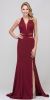 Halter Neck Mesh Panels Front Slit Long Formal Prom Dress in Burgundy