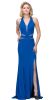 Main image of Halter Neck Mesh Panels Front Slit Long Formal Prom Dress