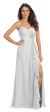 Strapless Long Bridesmaid Dress with Ruffled Side Slit  in Silver