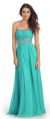 Strapless Beaded Waist Empire Cut Long Formal Dress  in Jade Green