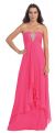 Strapless Rhinestone Bust Long Formal Bridesmaid Dress  in Fuchsia