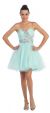 Strapless Rhinestones Bust Short Tulle Party Dress in Mint