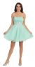 Main image of Strapless Pleated Rhinestone Waist Short Party Dress 