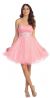 Strapless Pleated Rhinestone Waist Short Party Dress  in Pink