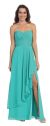 Strapless Pleated & Ruffled Long Bridesmaid Dress  in Jade Green