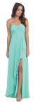 Strapless Pleated & Ruffled Long Bridesmaid Dress  in Mint