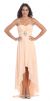 Strapless Rhinestones Waist Hi-Low Formal Party Dress  in Peach