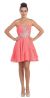 Strapless Shirred Beaded Bust Short Formal Prom Dress in Coral