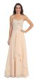 Strapless Lace Beaded Bodice Long Formal Bridesmaid Dress in Champaign