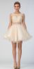 Beaded Lace Bust Mesh Babydoll Skirt Short Dress in Gold
