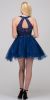 Lace High Neck Top Sheer Waist Babydoll Homecoming Dress in Navy