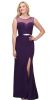 Round Neck Bejeweled Waist Long Formal Bridesmaid Dress in Egg Plant