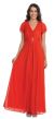 Main image of V-Neck Ruffled Sleeves Long Formal Mother of the Bride Dress