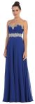 Strapless Rhinestones Empire Bust Formal Evening Dress in Royal Blue