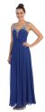 V-Neck Bejeweled Bust & Shoulders Long Formal Evening Dress in Royal Blue