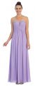 V-Neck Mesh Shoulders Shirred Bust Long Bridesmaid Dress in Lilac