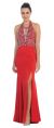 Main image of Halter Neck Rhinestones Bust Flared Skirt Long Prom Dress