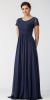 Main image of Floral Lace Top Short Sleeves Long Bridesmaid MOB Dress