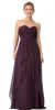 Strapless Shirred Bust Ruffled Skirt Long Bridesmaid Dress in Egg Plant