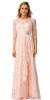 Main image of Round Neck Half Sleeves Floral Mesh Long Bridesmaid Dress