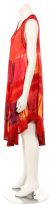 Loose fitted Asymmetrical Tie-Dye Casual Dress in Orange side view