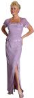 Main image of Short Sleeved Beaded Long Evening Dress