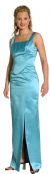 Satin Beaded Full Length Bridesmaid Dress in Carribean Blue