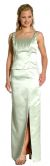 Satin Beaded Full Length Bridesmaid Dress in Sage color