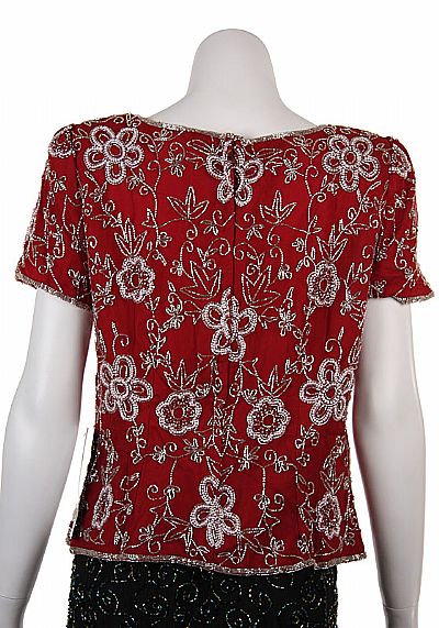 Short Sleeved Hand Beaded Blouse 4361