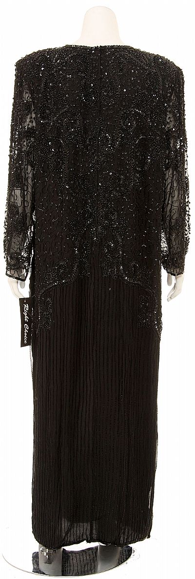 Fully Beaded Long Sleeve Evening Gown 7450
