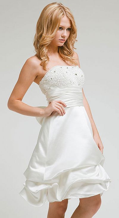 satin strapless gown
